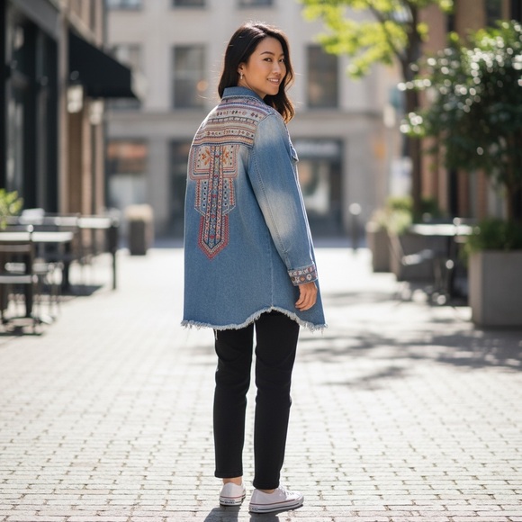 DRIFTWOOD Denim Jacket with Embroidered Accents - Picture 2 of 16